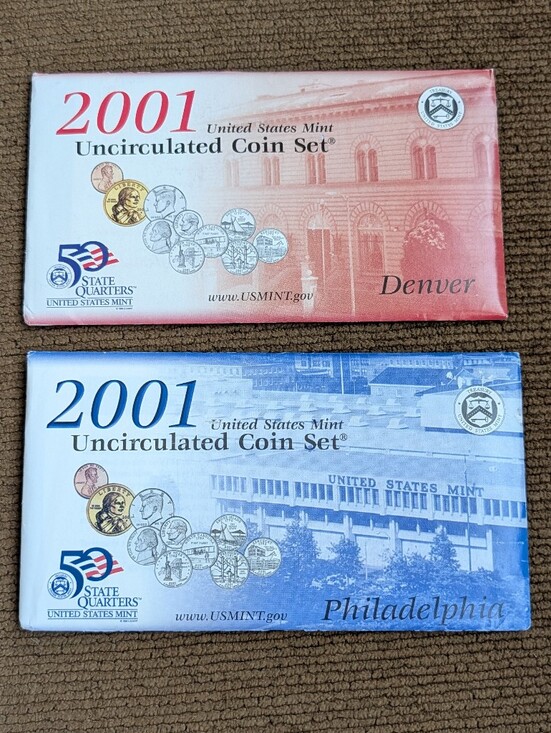 2001 United States Mint Uncirculated Coin Set Philadelphia & Denver New